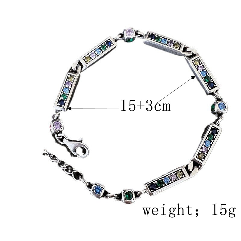 Ig Style Retro Solid Color Sterling Silver Plating Inlay Zircon Bracelets