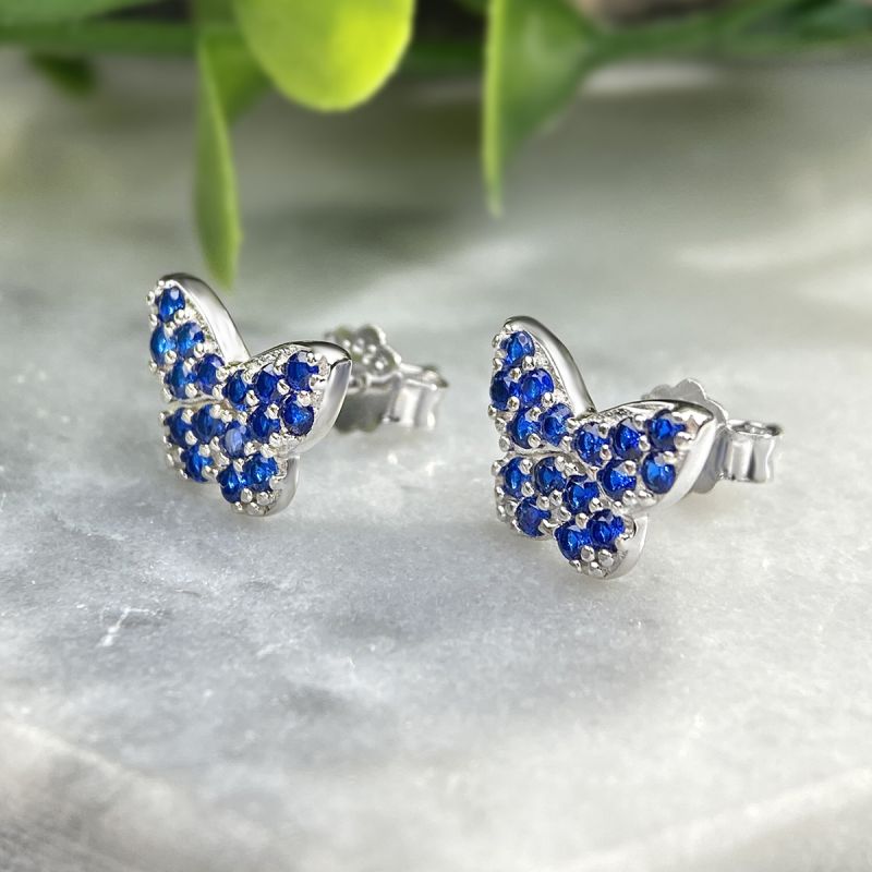 1 Pair Elegant Butterfly Inlay Sterling Silver Zircon Ear Studs