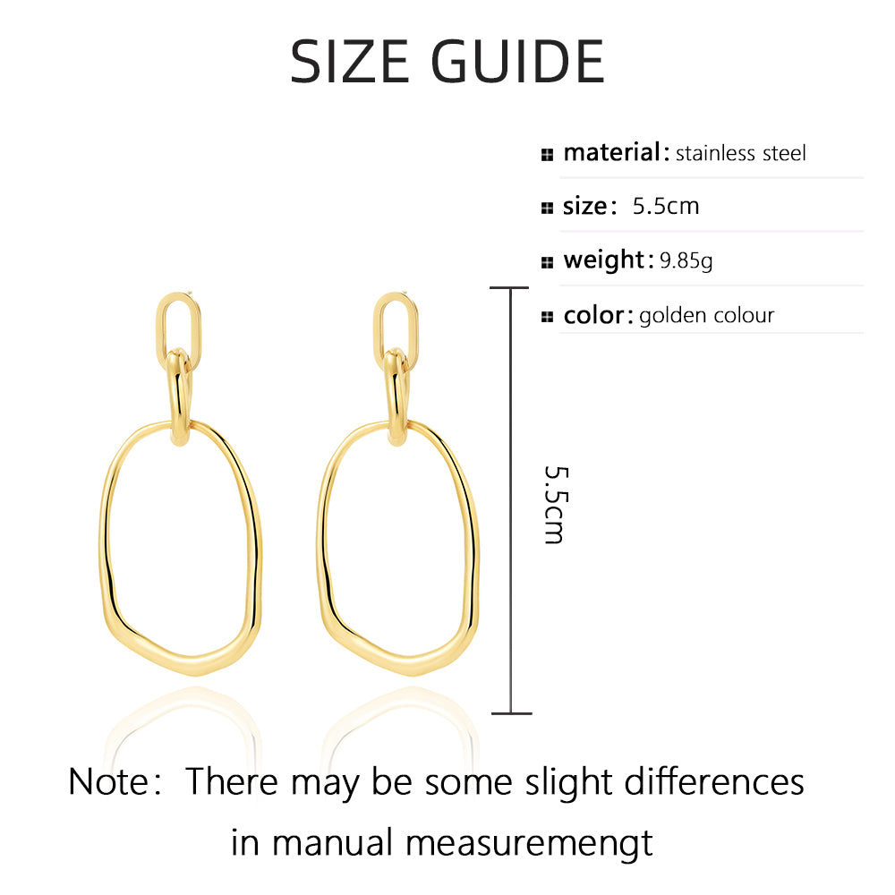 1 Pair Simple Style Solid Color Plating Stainless Steel 18k Gold Plated Drop Earrings