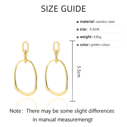 1 Pair Simple Style Solid Color Plating Stainless Steel 18k Gold Plated Drop Earrings