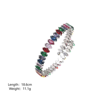 Simple Style Commute Color Block Copper Zircon Bangle In Bulk