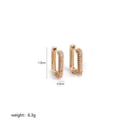 1 Pair Casual Simple Style Commute Heart Shape Key Enamel Plating Inlay Stainless Steel Copper Zircon 18k Gold Plated Earrings