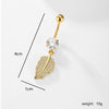 Fashion Leaf Devil's Eye Butterfly Stainless Steel Plating Zircon 18k Gold Plated Belly Ring