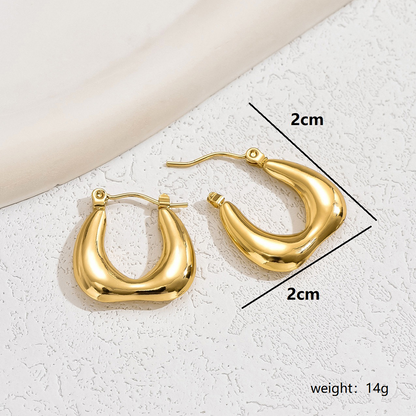 1 Pair Basic Vintage Style U Shape Plating Stainless Steel 18k Gold Plated White Gold Plated Hoop Earrings