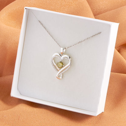 Elegant Heart Shape Stainless Steel Plating Inlay Rhinestones Zircon Platinum Plated Pendant Necklace