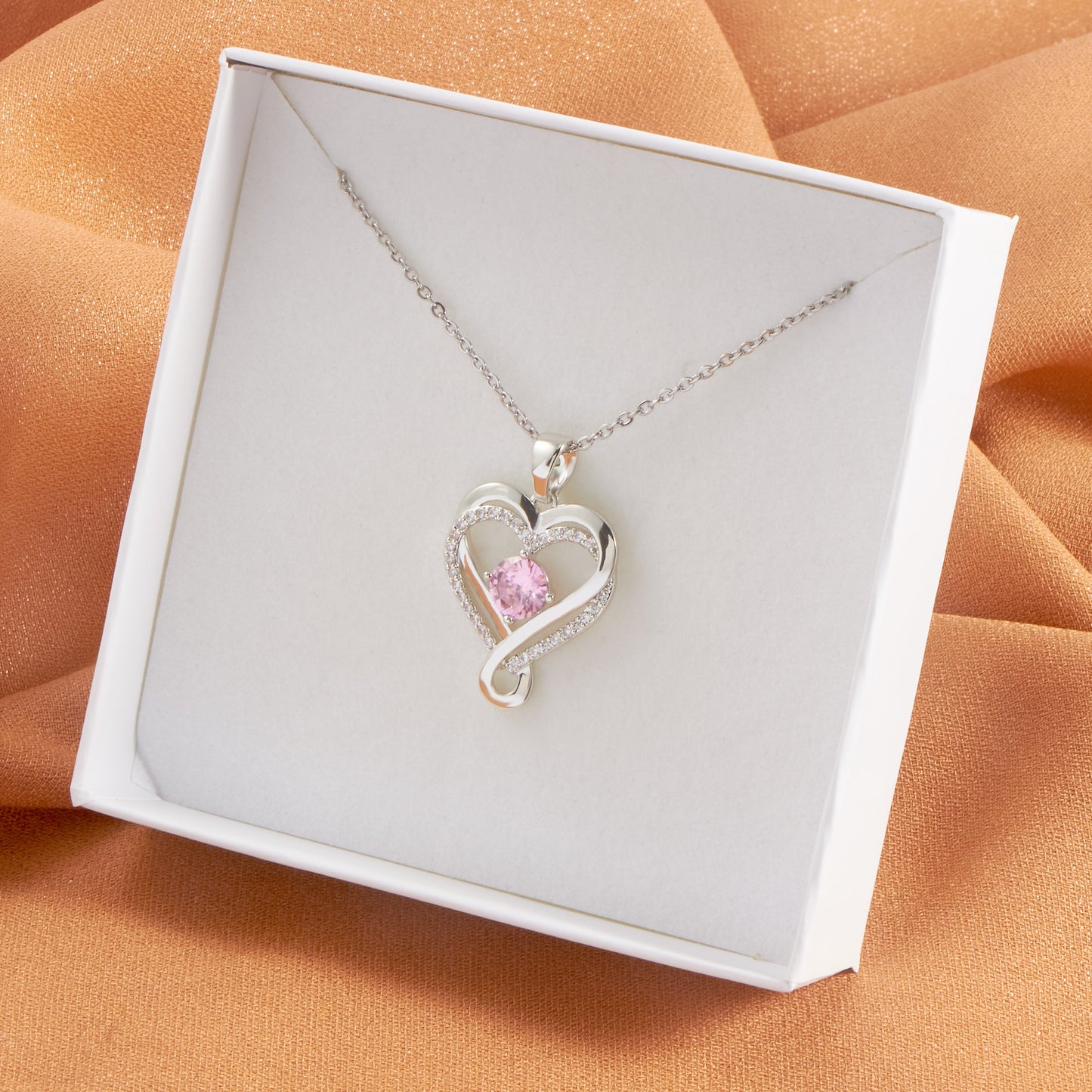 Elegant Heart Shape Stainless Steel Plating Inlay Rhinestones Zircon Platinum Plated Pendant Necklace