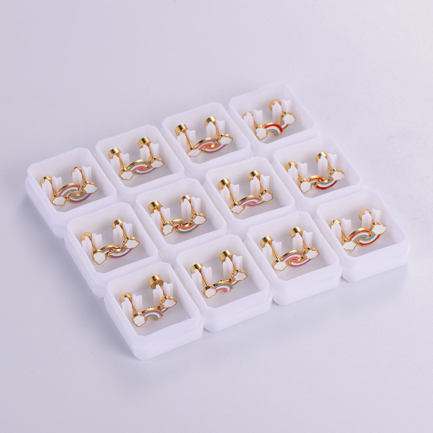 12 Pairs Casual Cute Simple Style Animal Devil's Eye Fruit Sequins Plating Inlay Stainless Steel Acrylic Turquoise Shell 18k Gold Plated Ear Studs