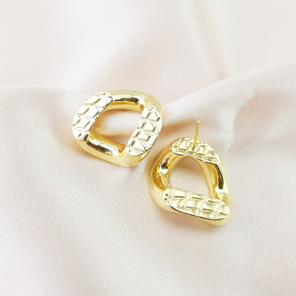 1 Pair Vintage Style Geometric Circle Polishing Plating Copper Gold Plated Ear Studs