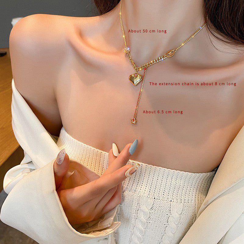 Elegant Commute Heart Shape Copper Plating Inlay Zircon 14k Gold Plated Necklace