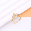 Shiny Crown Copper 18k Gold Plated Artificial Pearls Zircon Open Rings In Bulk