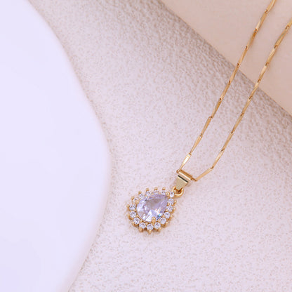 Simple Style Commute Hexagram Water Droplets Hot Air Balloon Copper 18k Gold Plated Zircon Pendant Necklace In Bulk