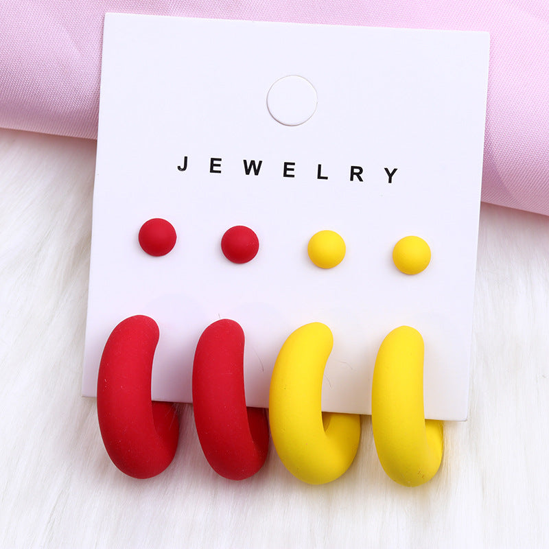 1 Pair Simple Style Geometric Solid Color Spray Paint Arylic Ear Studs