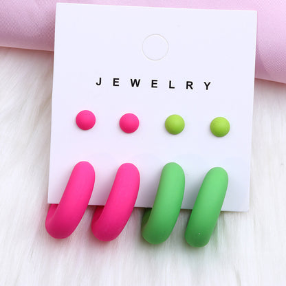 1 Pair Simple Style Geometric Solid Color Spray Paint Arylic Ear Studs