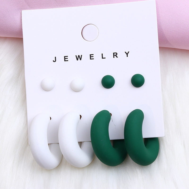 1 Pair Simple Style Geometric Solid Color Spray Paint Arylic Ear Studs