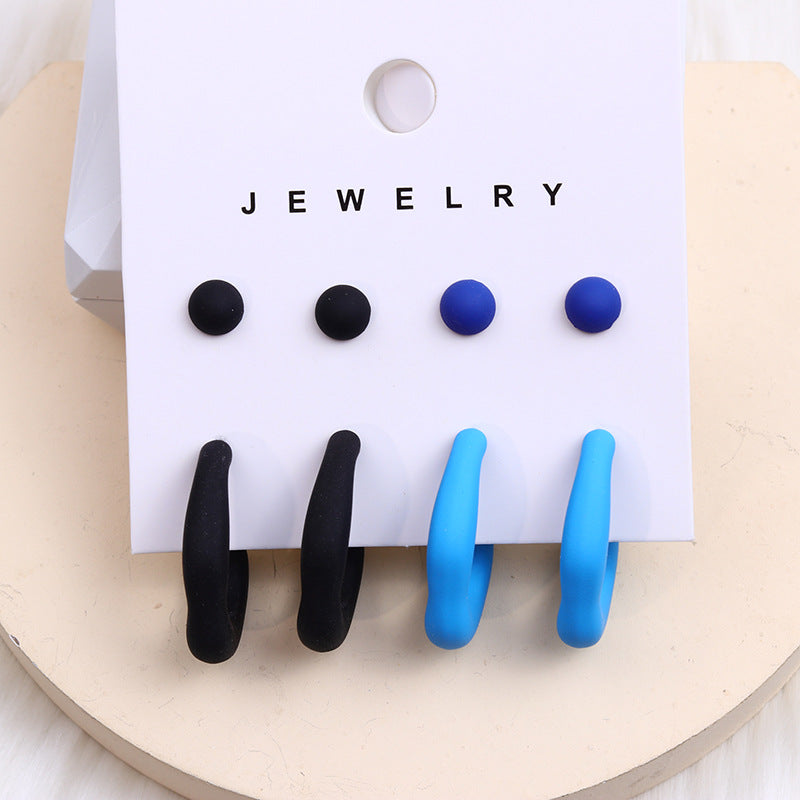 1 Set Simple Style Geometric Solid Color Spray Paint Arylic Ear Studs