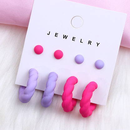 1 Set Simple Style Geometric Solid Color Spray Paint Arylic Ear Studs