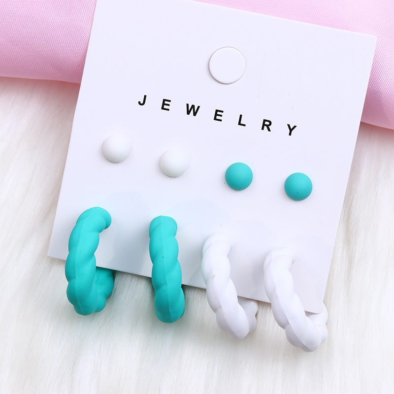 1 Set Simple Style Geometric Solid Color Spray Paint Arylic Ear Studs