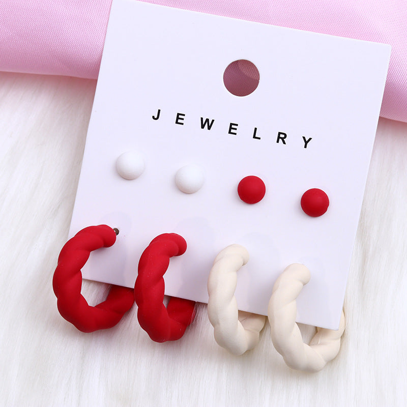 1 Set Simple Style Geometric Solid Color Spray Paint Arylic Ear Studs