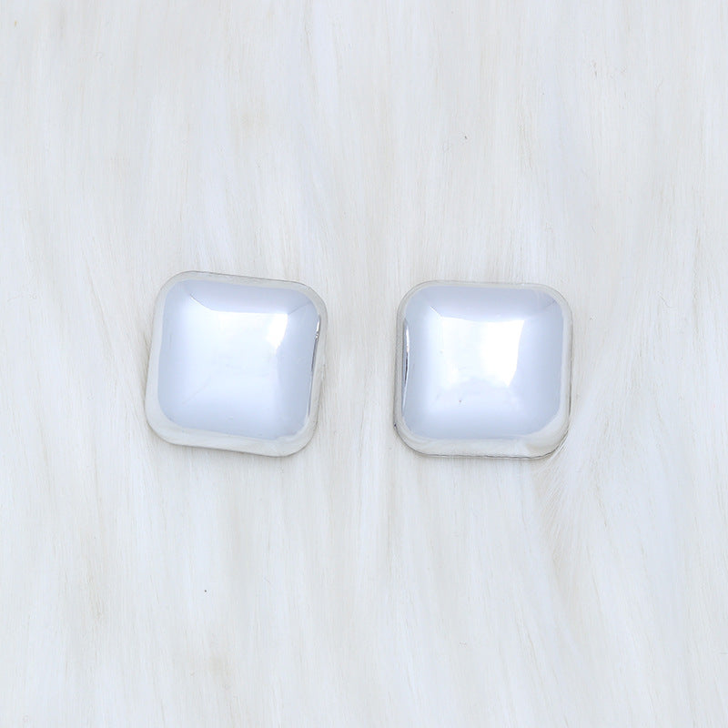 1 Pair Simple Style Round Square Heart Shape Plating Arylic Ear Studs