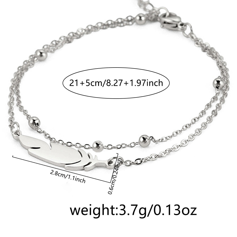 Simple Style Heart Shape Stainless Steel Women's Anklet