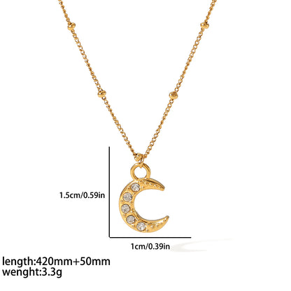 Simple Style Commute Cross Star Moon Stainless Steel Polishing Plating Inlay Zircon 18k Gold Plated Pendant Necklace