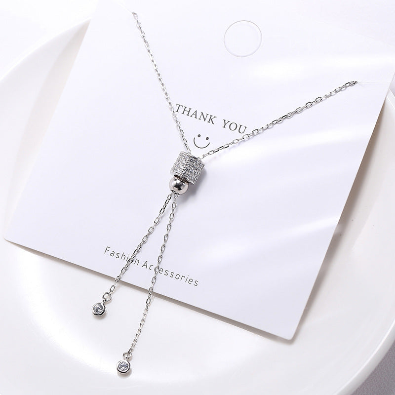 Simple Style Solid Color Sterling Silver Plating Inlay Zircon Silver Plated Pendant Necklace