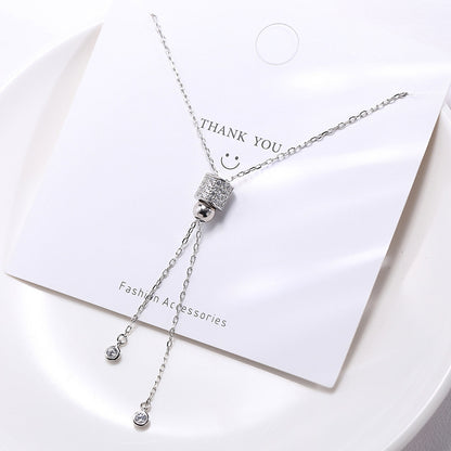 Simple Style Solid Color Sterling Silver Plating Inlay Zircon Silver Plated Pendant Necklace