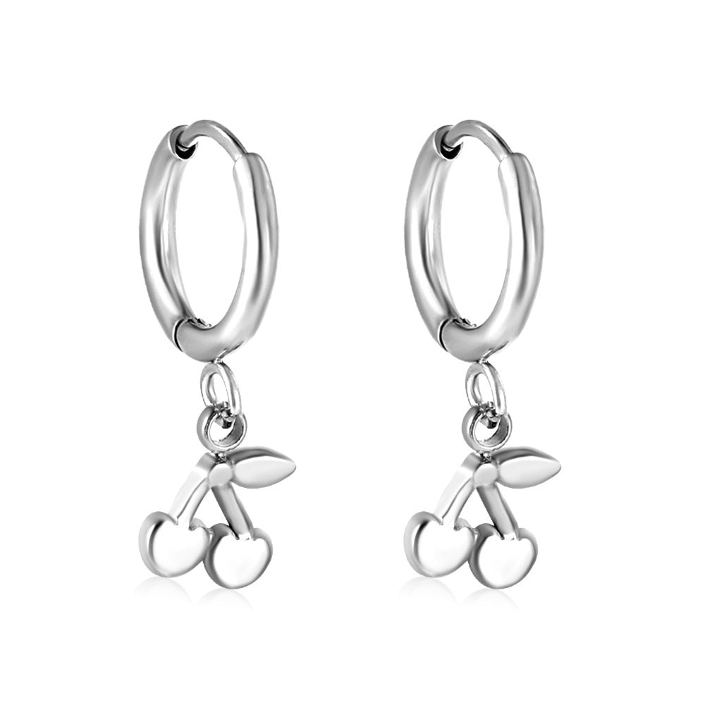 1 Pair Simple Style Cherry Plating Stainless Steel Drop Earrings