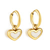 1 Pair Simple Style Heart Shape Shell Plating Inlay Stainless Steel Shell Drop Earrings
