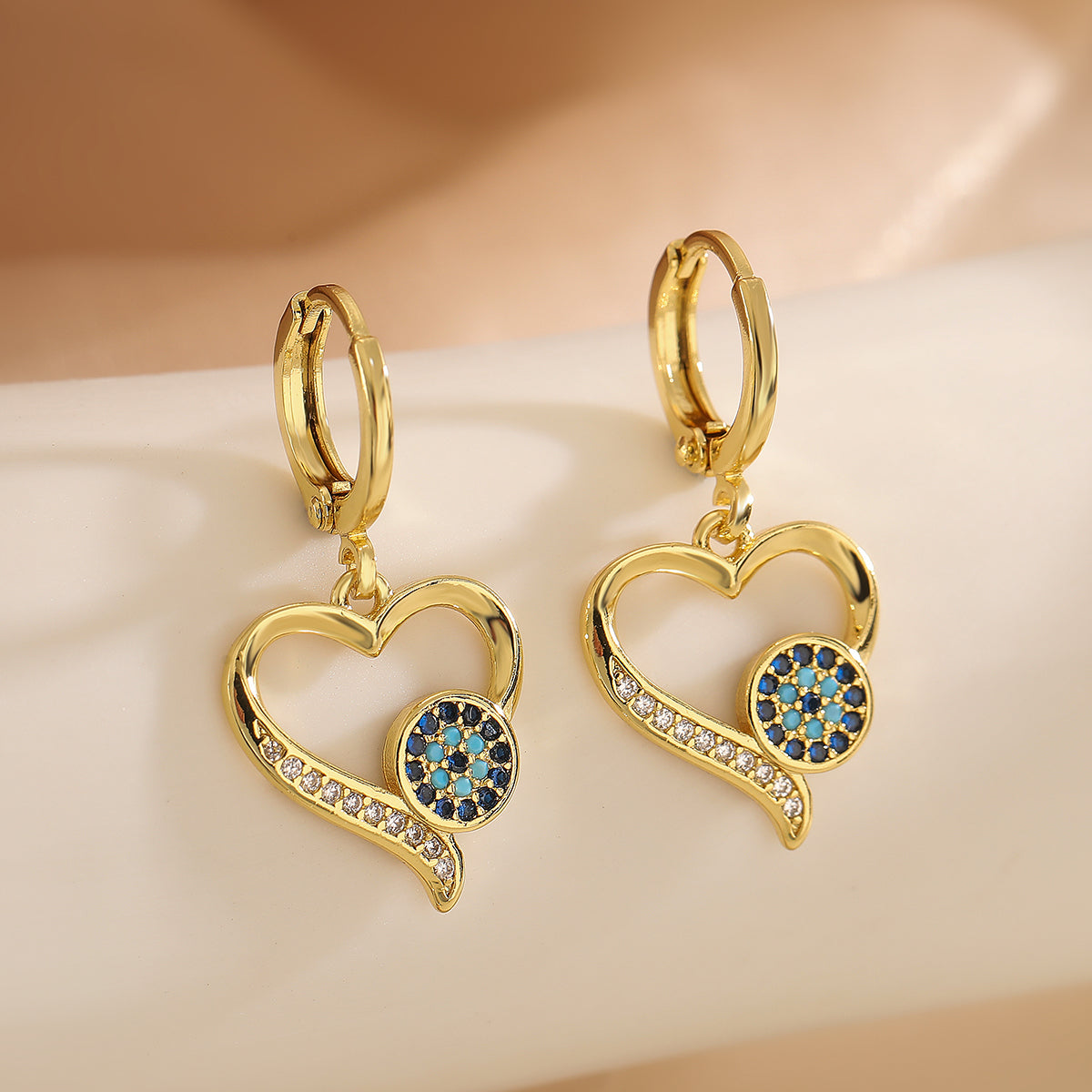 1 Pair Simple Style Commute Devil's Eye Plating Inlay Copper Zircon 18k Gold Plated Drop Earrings