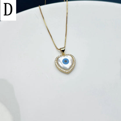 Casual Streetwear Devil's Eye Heart Shape Copper Zircon Pendant Necklace In Bulk