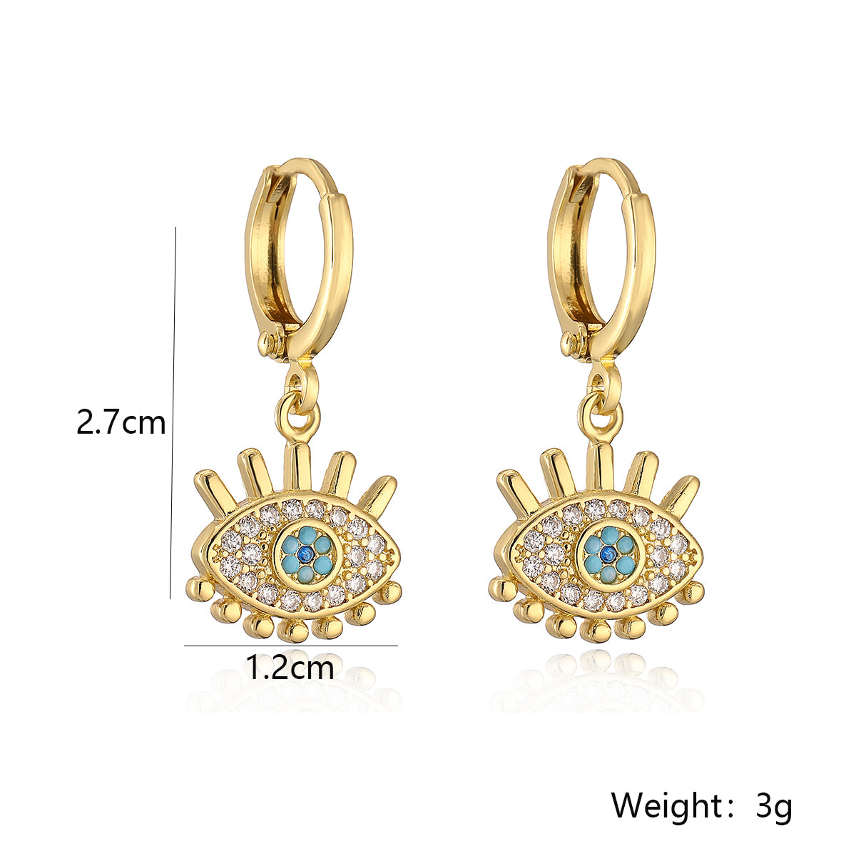 1 Pair Simple Style Commute Devil's Eye Plating Inlay Copper Zircon 18k Gold Plated Drop Earrings