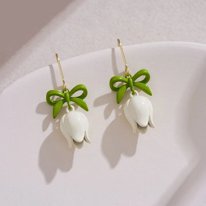 1 Pair Sweet Flower Plating Alloy Drop Earrings