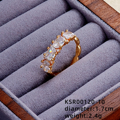 Elegant Simple Style Butterfly Copper Gold Plated Zircon Open Rings In Bulk