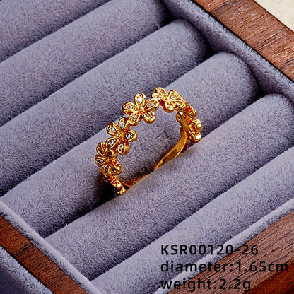 Elegant Simple Style Butterfly Copper Gold Plated Zircon Open Rings In Bulk