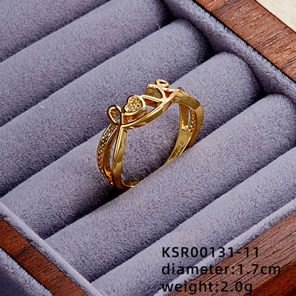 Elegant Simple Style Star Bow Knot Copper Gold Plated Zircon Open Rings In Bulk