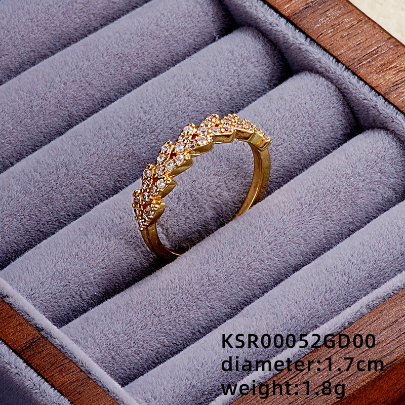 Elegant Simple Style Butterfly Copper Gold Plated Zircon Open Rings In Bulk