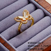 Elegant Simple Style Butterfly Copper Gold Plated Pearl Zircon Open Rings In Bulk