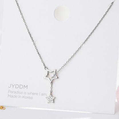 Simple Style Solid Color Sterling Silver Plating Inlay Zircon Silver Plated Pendant Necklace