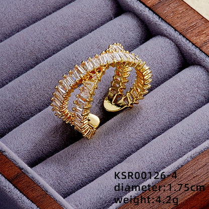 Elegant Simple Style Leaves Butterfly Copper Gold Plated Zircon Rings In Bulk