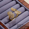 Elegant Simple Style Butterfly Copper Gold Plated Pearl Zircon Open Rings In Bulk