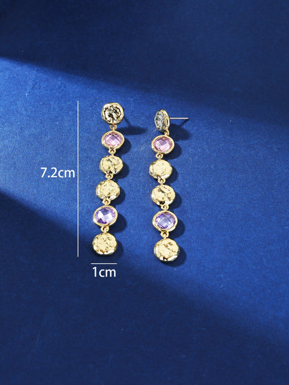 1 Pair Retro Vacation Ethnic Style Geometric Plating Inlay Copper Zircon 18k Gold Plated Drop Earrings