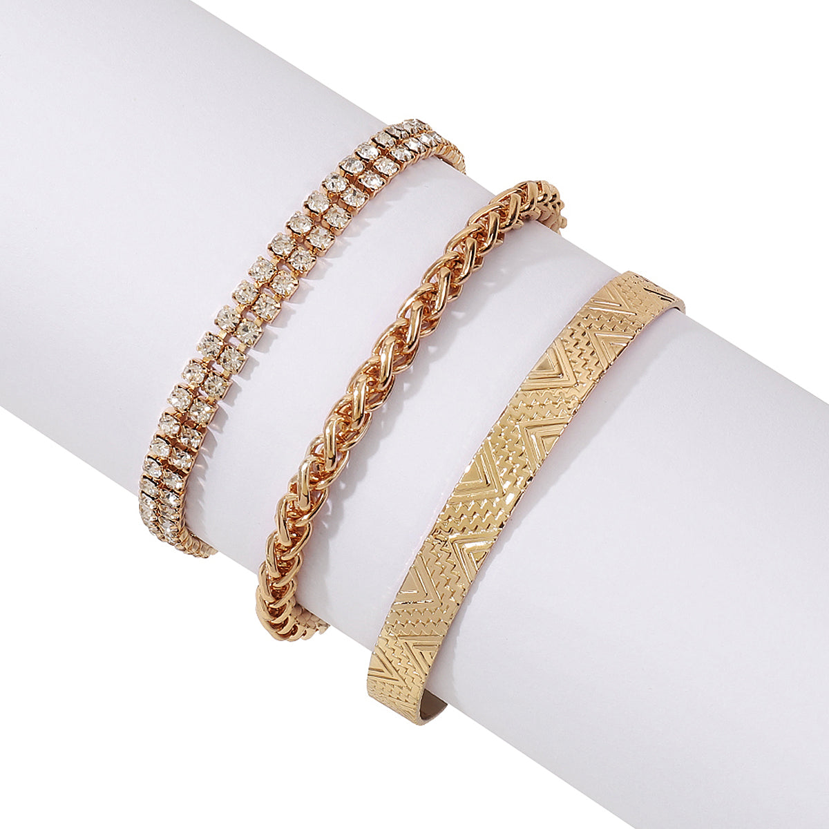 Modern Style Simple Style Solid Color Alloy Inlay Rhinestones Women's Bangle