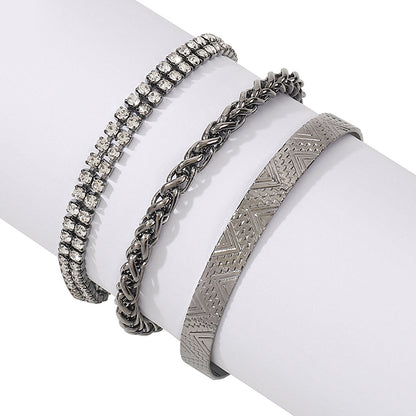 Modern Style Simple Style Solid Color Alloy Inlay Rhinestones Women's Bangle