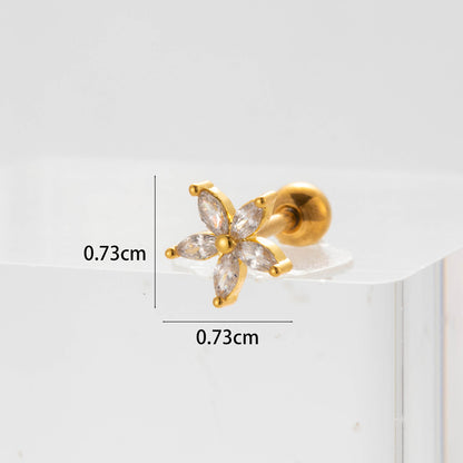 1 Piece Ear Cartilage Rings & Studs Fashion Star Heart Shape 316 Stainless Steel  Copper Plating Inlay Zircon