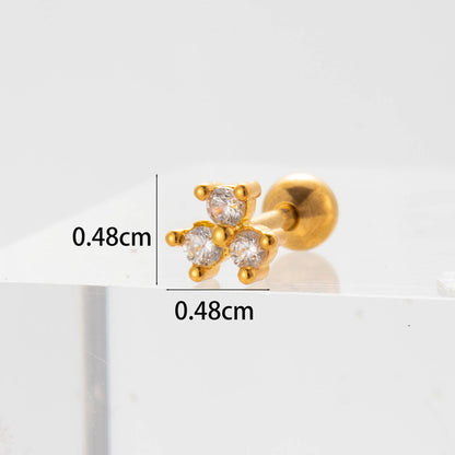 1 Piece Ear Cartilage Rings & Studs Fashion Star Heart Shape 316 Stainless Steel  Copper Plating Inlay Zircon