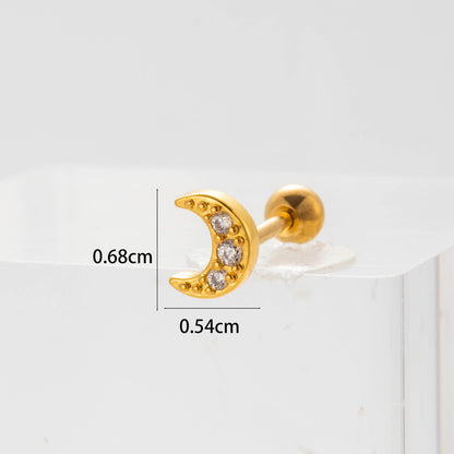 1 Piece Ear Cartilage Rings & Studs Fashion Star Heart Shape 316 Stainless Steel  Copper Plating Inlay Zircon