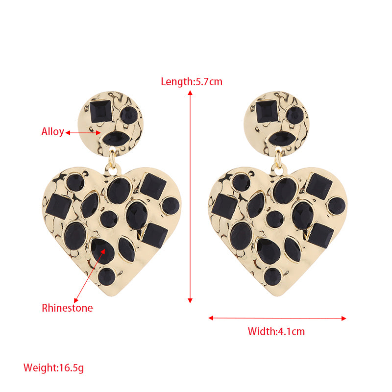 1 Pair Simple Style Classic Style Heart Shape Plating Inlay Alloy Rhinestones Gold Plated Drop Earrings