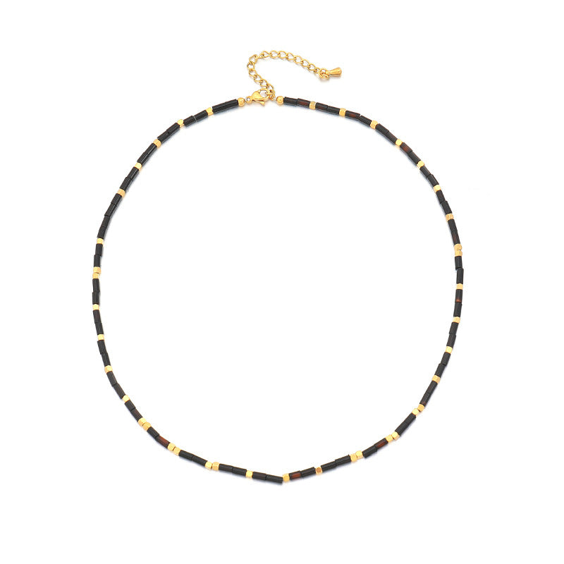 Simple Style Geometric Stainless Steel Natural Stone Beaded Choker