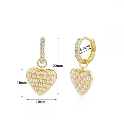 1 Pair Elegant Simple Style Animal Heart Shape Plating Inlay Copper Pearl 18k Gold Plated Drop Earrings Ear Cuffs Ear Studs